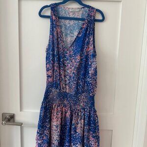 RAMY Brook Pink and BlueMini dress, with tiered skirt & elasticized waist, XS